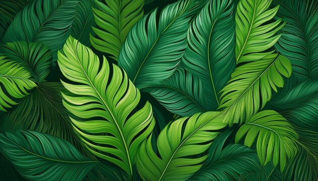 green tropical leaves background exquisite simple tropical palm leaf wallpaper design for decor fabric print advertising background