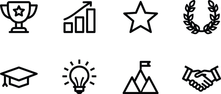 Business vector icon set representing success and leadership
