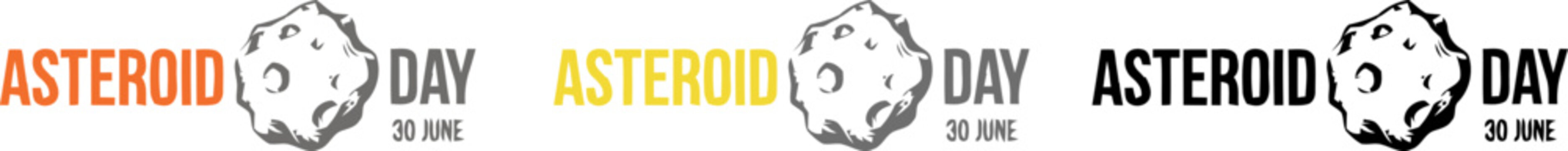Asteroid day logos in various colors
