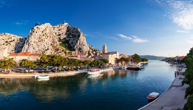 medieval city omis on the river cetina in croatia