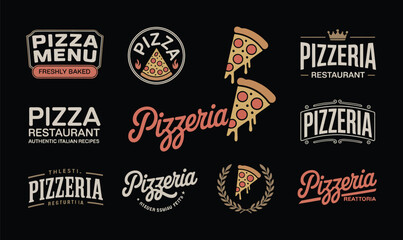 Fototapeta premium Pizza Restaurant Logo Badge Vector Collection for Pizzeria Menu Design and Fast Food Branding