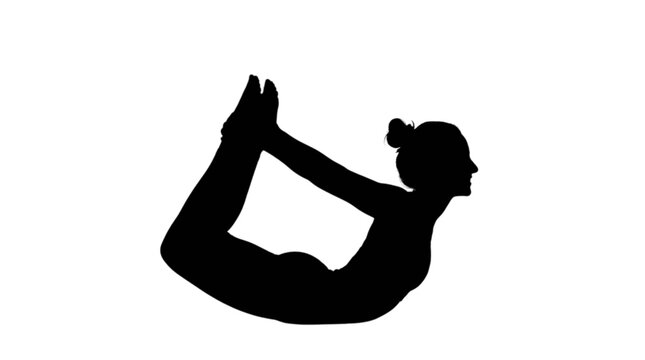 Woman doing yoga bridge pose silhouette isolated on transparent background, Vector
