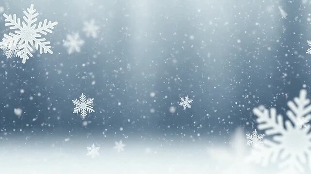 Beautiful winter background with falling snow and white snowflakes
