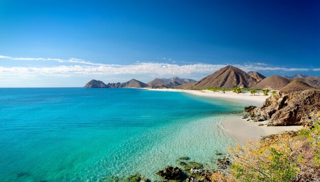 beautiful turquoise waters at coronado beach in loreto mexico