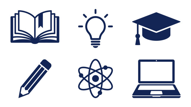 Education icons on white background.
