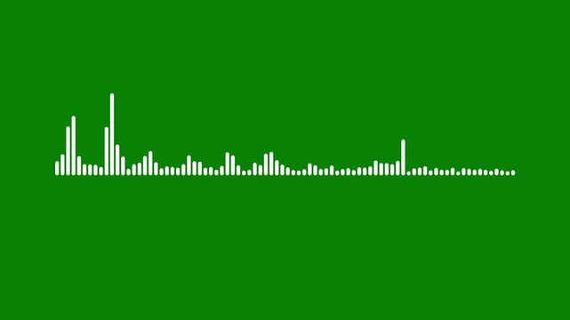 White audio waveform spectrum animation. seamless loop sound visualization on green background. Animation video white abstract audio sound visualizer wave spectrum. digital sound wave equalizer.4k