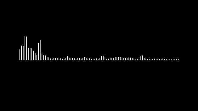 white video footage of audio visualizer on black background. Sketch of musical soundtrack.Audio waveform with microphone icon animation, seamless loop for modern sound visualization in 4K.