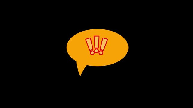 Animated exclamation mark speech bubble on black background