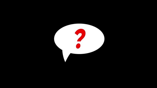 Animated question mark speech bubble on black background