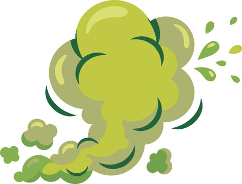 Cartoon Green Smelly Gas Cloud Vector Illustration Showing Foul Odor Toxic Smoke Puff Bad Smell Dust Blast and Fart Effect For Comic Graphic Designs