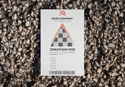 Mockup of a Business Card or ID Card on Gravel