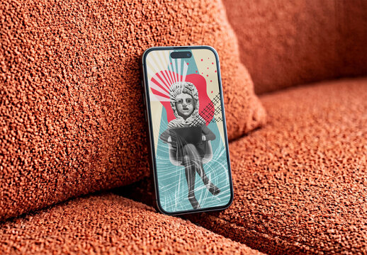 Mockup of Smartphone on Couch