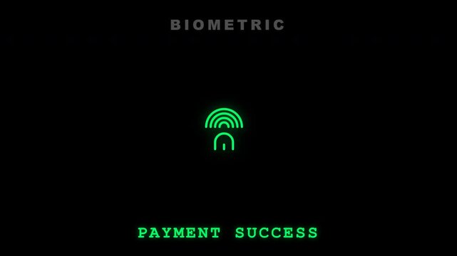 Biometric fingerprint scanning animation for successful digital payment verification
