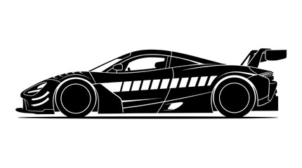 Naklejka premium Black sports car side view 1.