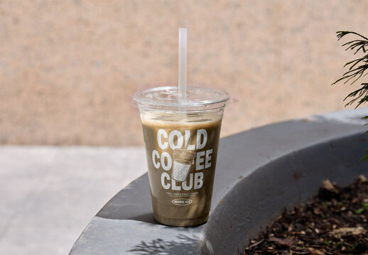 Mockup of take away plastic glass for differents beverages