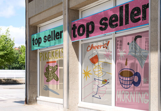 Mockup of foour storefront spaces.