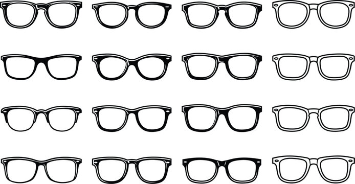 Glasses vector silhouette collection of various eyewear frame