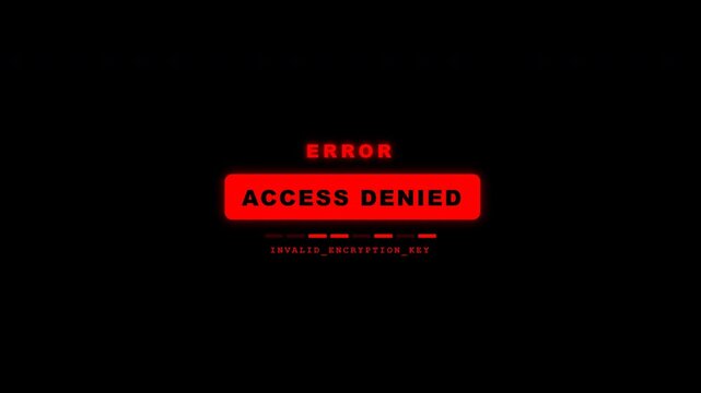Red error access denied warning animation for cybersecurity security failure
