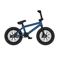 Naklejka premium Minimalist blue extreme bmx stunt bike icon artwork for urban street cycling culture design layout