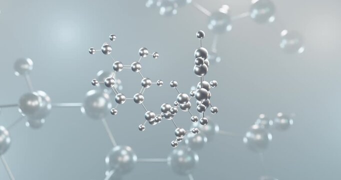 Cliropamine rotating 3d molecule, molecular structure of cardiac stimulants seamless video
