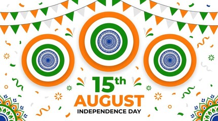 Fototapeta premium India independence day celebration 15th august tricolor design with floral motifs and festive elements