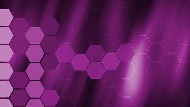 Abstract hexagonal tech background animation, Hexagonal pattern over diagonal light streaks, modern technology background