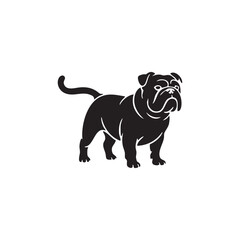 Black silhouette icon of a cute bulldog standing Vector