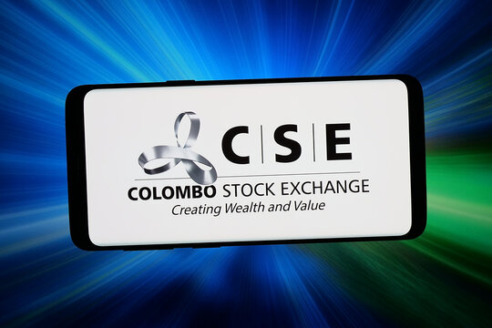 Stuttgart, Germany - 06-12-2026: In this photo illustration, the logo of trading platform Colombo Stock Exchange (CSE) is displayed on a smartphone in front of abstract background on computer screen.
