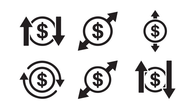 Collection of Dollar Currency Exchange and Fluctuation Icons