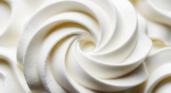 Close up of white whipped cream swirl texture for background and design