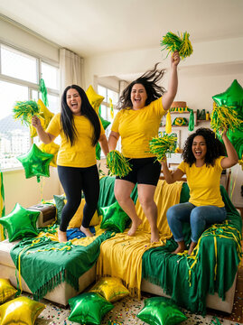 Brazilian fans cheer for victory at home