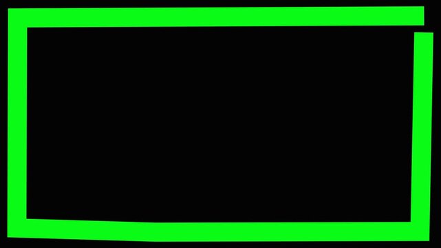 Green geometric frame on a black background border