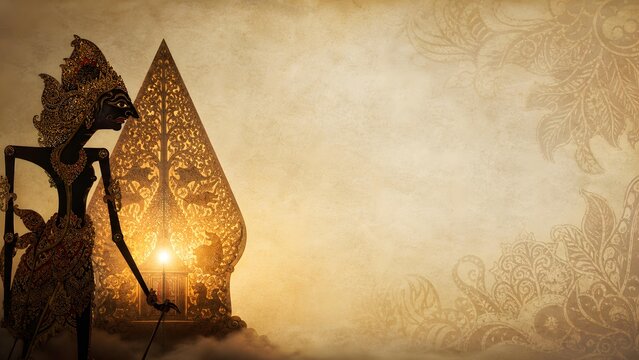 Wayang Kulit Gunungan Character Javanese Ornament Background Banner