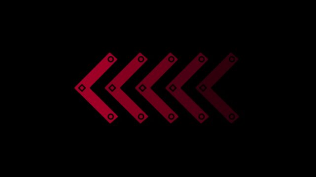 Animated red arrow icon moving Left directional for overlay loop, arrows sign Swipe right to left animation. arrow loading backward, highway road sign, left direction arrow concept, Download icon