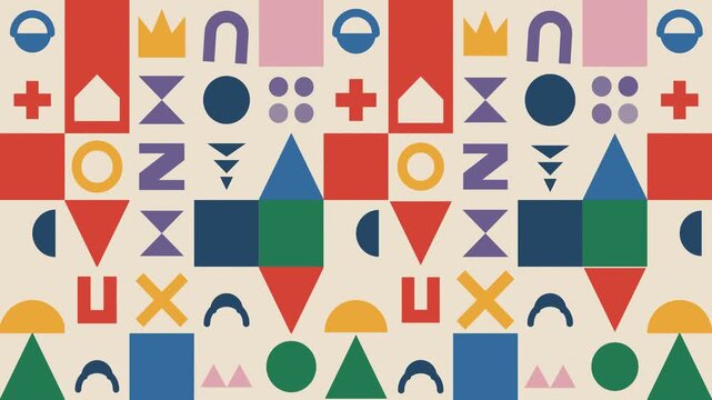 Modern Abstract Geometric Pattern with Colorful Shapes for Contemporary Graphic Design Backgrounds