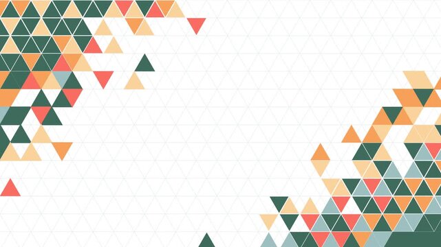Abstract geometric background with colorful triangles on white grid. Vibrant mosaic pattern for modern digital banners and presentations