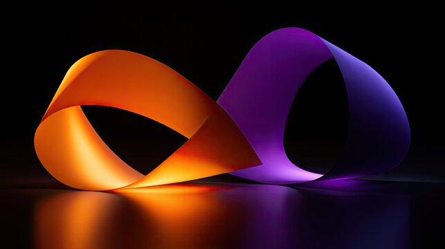 Illuminated Mobius strip forms infinity loop with vibrant gradient