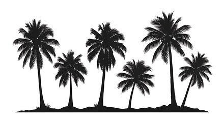 Obraz premium Black and white palm tree silhouette illustration.