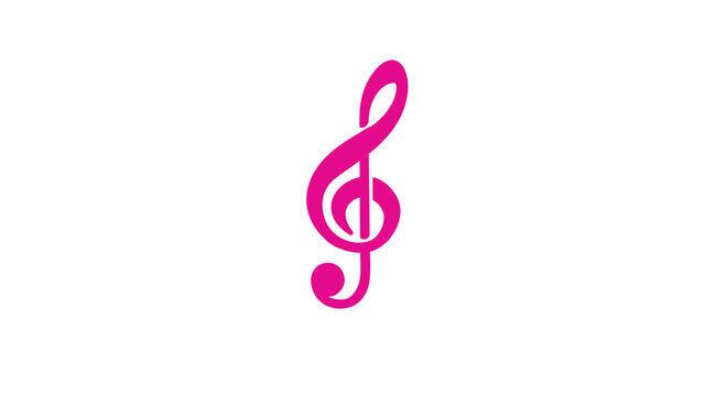 Untitled design - 1 Vibrant pink treble clef music note icon on white background