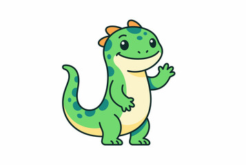 Fototapeta premium Cute Green Salamander Mascot Character Waving Hello Friendly Lizard Vector Illustration for Kids Branding