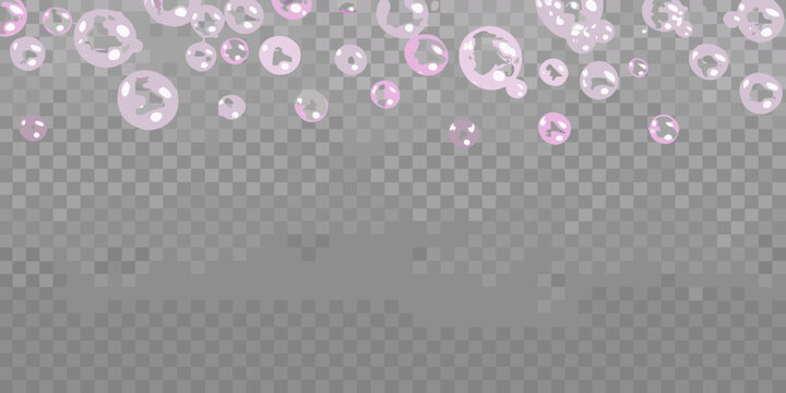 Iridescent bubbles on a transparent background a delicate vector illustration