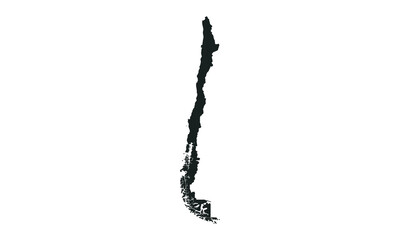 Fototapeta premium High quality black silhouette map of Chile isolated on white background for geography education, travel design, and national patriotic concepts.