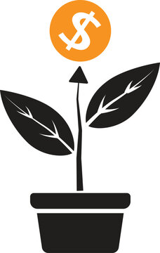 Vector icon of growth investment symbolizing financial growth, savings, and long‑term asset development 