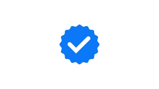 4K animation of a blue verified check mark icon with smooth motion on a clean white background
