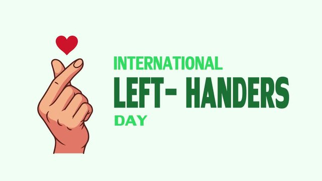 International Left Handers Day Green Text Animation on Mint Green Background