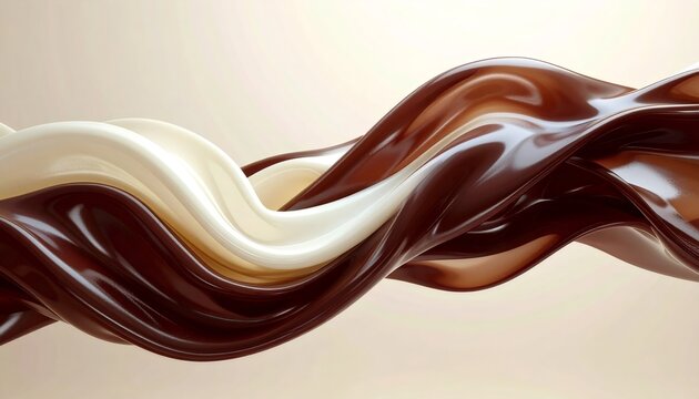 Flowing dark and white chocolate swirls creating abstract pattern