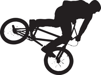 Obraz premium Silhouette of a bmx rider performing a stunt jump vector art