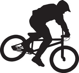 Obraz premium Silhouette of a bmx rider performing a stunt on a bicycle vector art