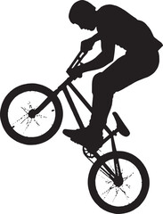 Obraz premium Silhouette of a bmx rider performing a stunt trick on a bicycle vector art