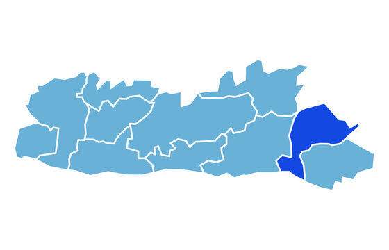 East Garo Hills district highlighted in blue on Meghalaya map